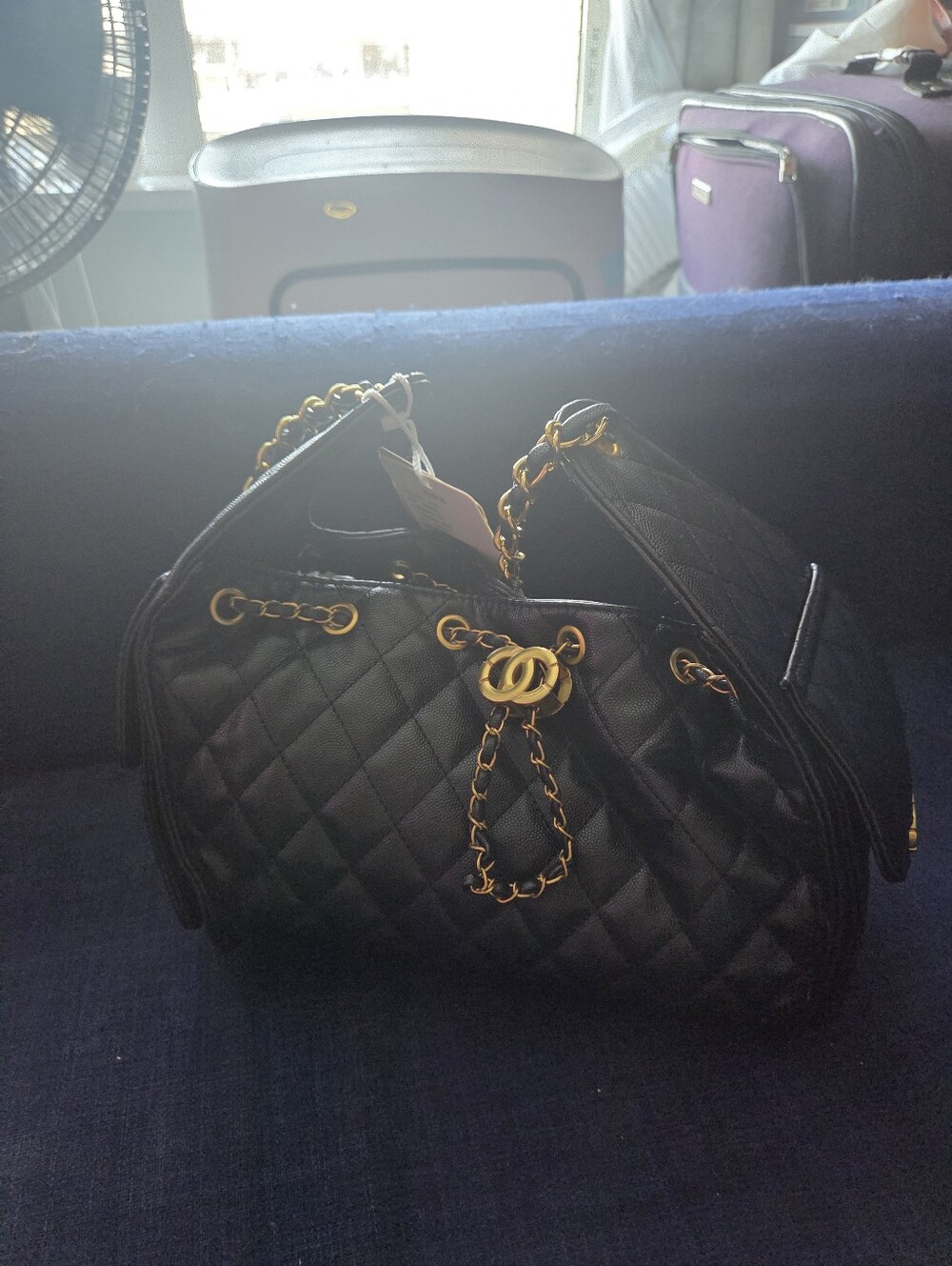 Black Quilted Chain Shoulder Bag
